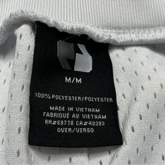 96 Mesh Athletic Basketball Shorts White and Black Size Medium - Picture 5 of 5